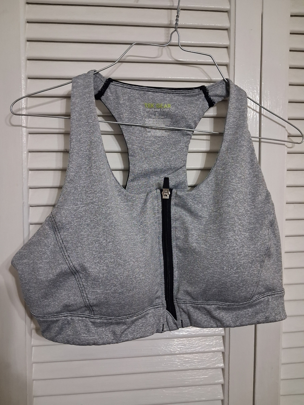tek gear Light Gray Front-Zip Racerback Sports Bra